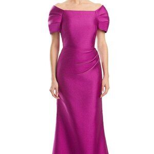 NWT Alexander by Daymor 1967S24 Ruched Mother of the Bride Dress Fuchsia Size 18